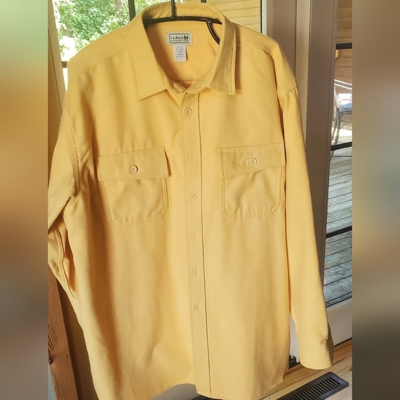 L.L. Bean Yellow Flannel Long Slv Casual Button Down Sz. XL Shirt - Picture 1 of 10